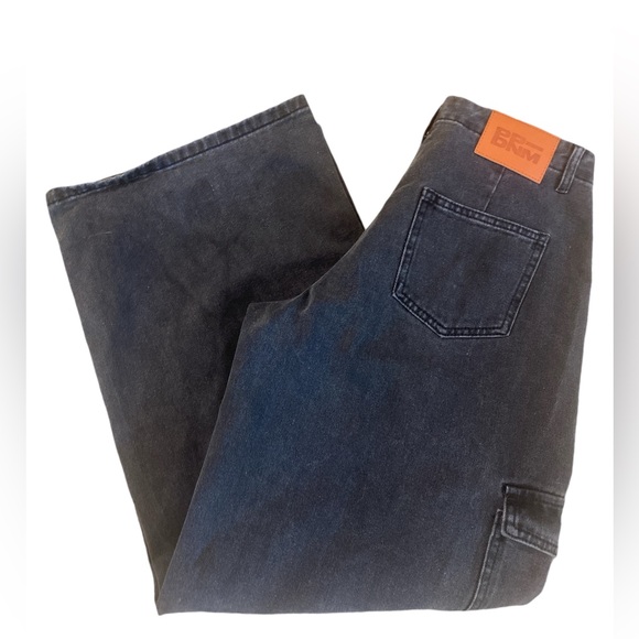 Princess Polly ADRIANNE WIDE LEG CARGO JEANS Black Gray Wash Denim Size 4 - Picture 6 of 10